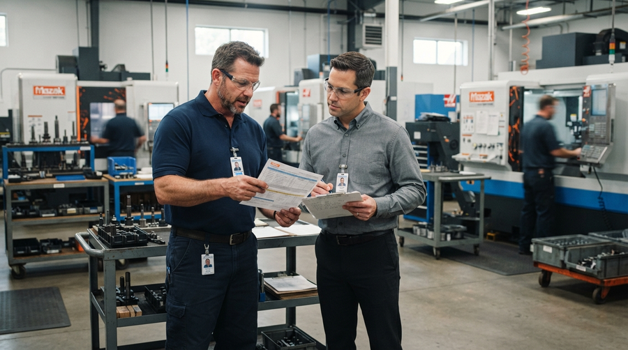 KeshraghTech manufacturing operations consultant on a precision CNC shop floor
